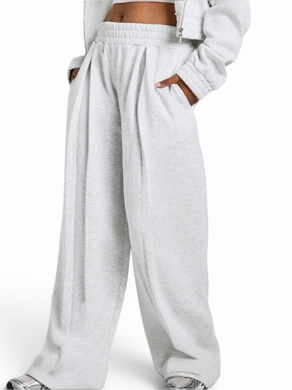 BOOHOO new High Waist Pleated Straight Leg Tall Jogger